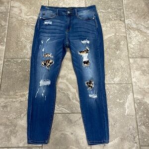 Judy Blue Jeans-Leopard Print- Distressed- Skinny Fit JB8265MD Sz 16W